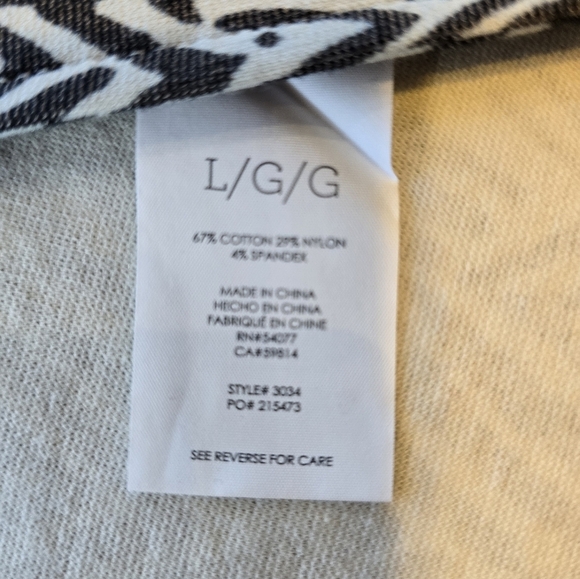 Cabi Grey White 3/4 Sleeve Chevron Print Ponte Knit Blazer Jacket L - Picture 10 of 11